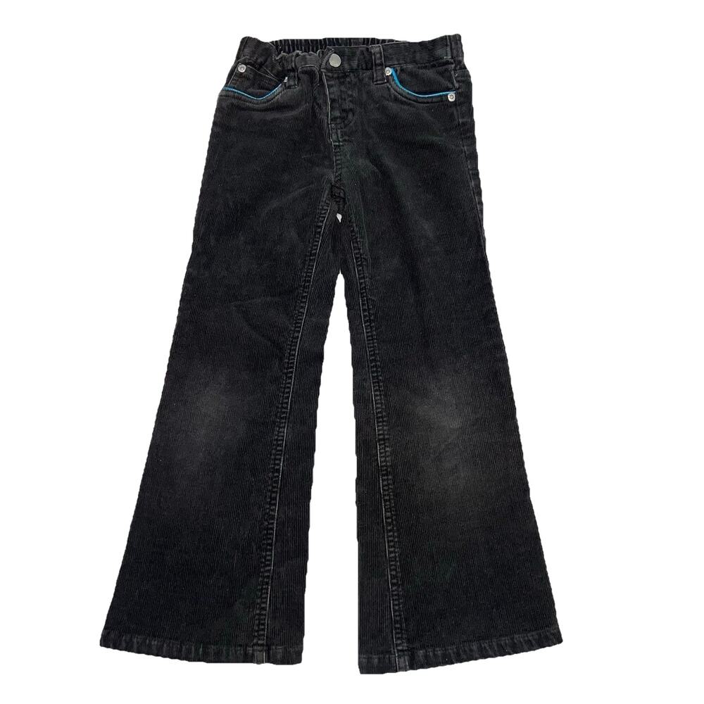 Ralph Lauren Pants Girl Size 6X Black Corduroy Cotton Stretch Elastic Waist Fade